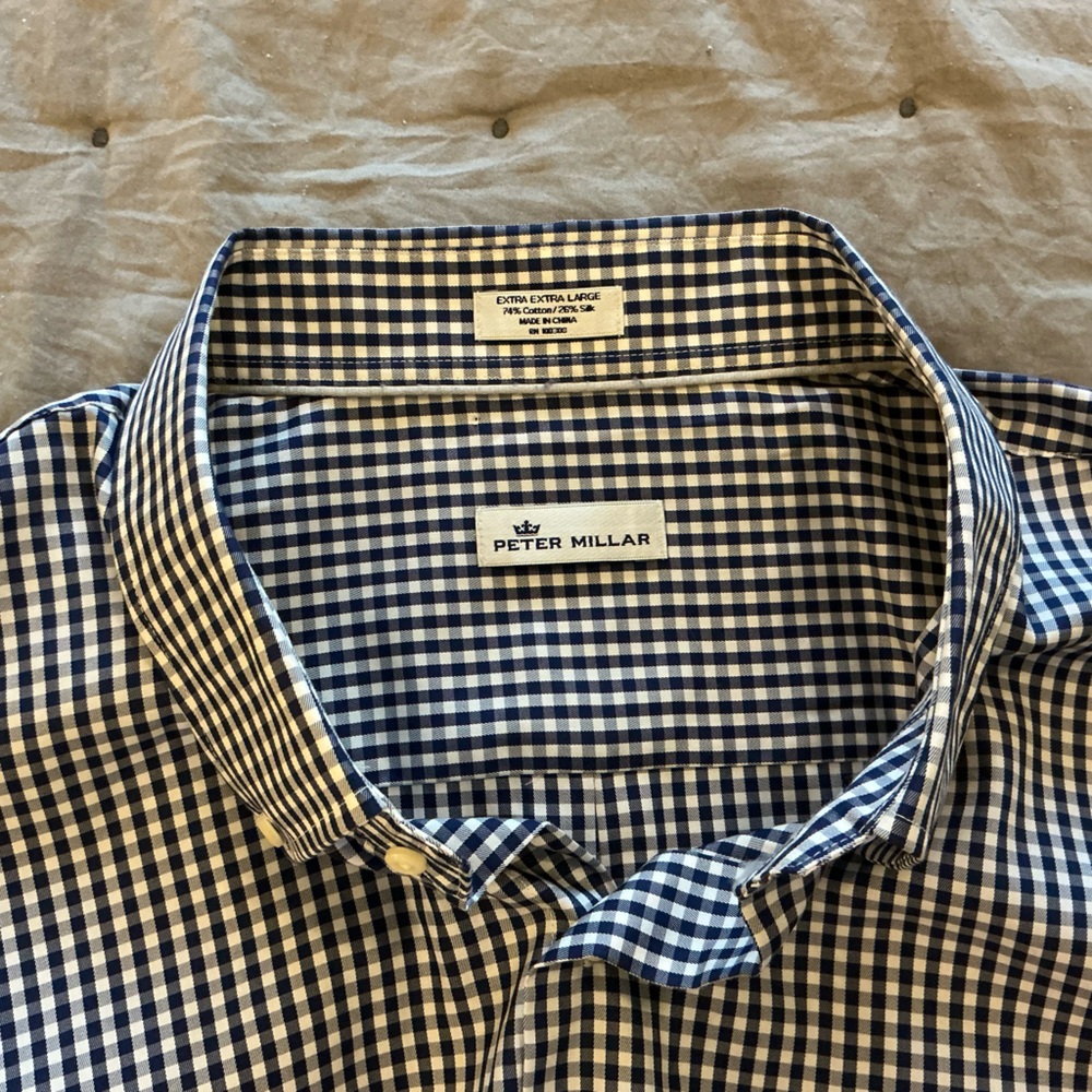 Peter Millar Checkered Black/White Men’s Dress Shirt Size 2XL - Picture 5 of 6